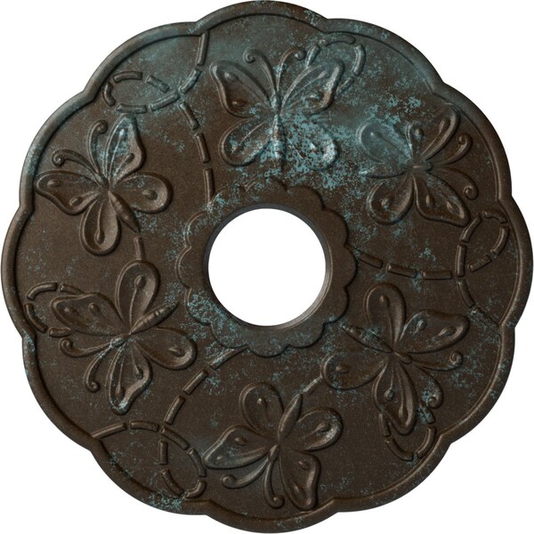 Ekena Millwork Terrones Butterfly Medallion (Canopies up to 3 7/8"), 17 7/8"OD x 3 7/8"ID x 1"P, Bronze Blue Patina CM17TSBBS - main